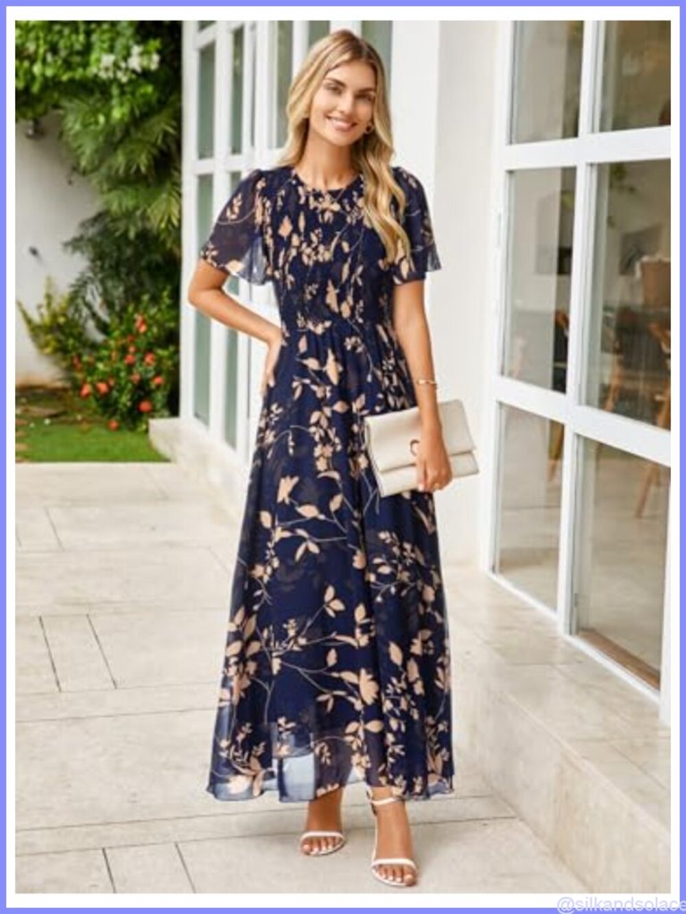 Women's Floral Maxi Dress Boho Chiffon Summer Beach Vacation - Picture 2 of 6